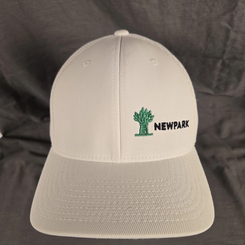 Newpark White Flexfit Cap Hat L-XL Embroidered Logo